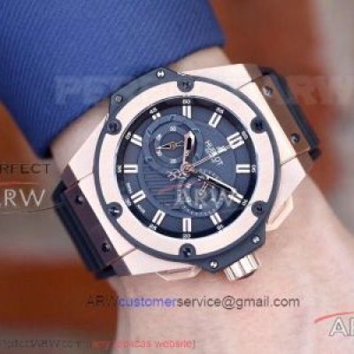 Perfect Replica Hublot Big Bang Rose Gold Case Black Dial 43mm Chronograph Watch